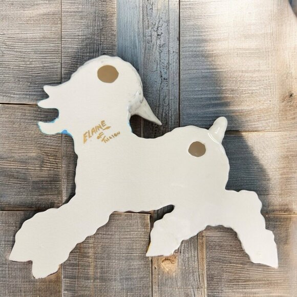 1950s Ceramic Lamb Shell Whimsical Hand Painted Wall Hanging Plaque Figure VTG - Picture 2 of 16